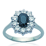 Bague Argent 'Victorina' noir blanc (rhodi&eacute;) - 12x11 mm 52 must