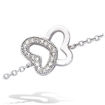 Les Tr&eacute;sors De Lily [K1372] - Bracelet Argent 'Papillon' blanc argent&eacute; (rhodi&eacute;) - 10x12 mm valge