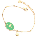Les Tr&eacute;sors De Lily [Q2492] - Bracelet cr&eacute;ateur Acier 'Flamant Rose' vert dor&eacute; - 15x12 mm roheline
