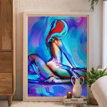 Rippuv maal Abstraktne v&auml;rviline naine seinakunst Teemantmaal Tikand Risti&otilde;mblus 20X30CM