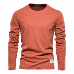 Kasuta Giraffe 100% puuvillast pikkade varrukatega T-s&auml;rk meestele Solid Spring Casual Meeste T-s&auml;rgid Kvaliteetsed Meeste Topid Klassikalised Riided Meeste T-s&auml;rgid L oranž