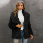 Kohevad kunstkarusnahast mantlid Naiste talvesoojad elegantsed lahtised &otilde;htused &ouml;&ouml;klubi Velvet Parka mantlid XXL must