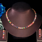 CMM trendikas mitmev&auml;rviline kuupmeetri tsirkooniumoksiidist kaelakee k&otilde;rvar&otilde;ngaste komplektid kuld