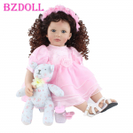 BZDOLL 60 cm pehmest silikoonist reborn v&auml;ikelapse nukk t&uuml;drukule riidest keha roosa kleit printsess beebi armsatele lastele s&uuml;nnip&auml;evakingitus m&auml;ngumaja m&auml;nguasi Blue eyes, 60cm doll