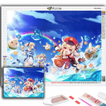 5D teemantmaal T&auml;ielik teemant Genshini teemantmaal K&auml;sitsi valmistatud teemantmosaiikmaal Kodukaunistus Full Round 20X30CM