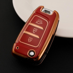 Gold Edge TPU auto klappv&otilde;tme korpuse kate Hyundai Elantra Solaris Tucson i30 i35 i40 KONA Genesis Santa Fe Azera hoidiku kesta v&otilde;tmehoidja kaitsja jaoks key case punane