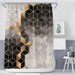 Luksuslikud kuldsed marmorist du&scaron;ikardinad, geomeetrilised triibud, kardinad vannitoatarvikute jaoks, komplekt vannikardin koos konksudega veekindel 180x200cm