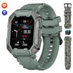 LIGE Bluetoothi ​​nutikell mees, veekindel ujumiseks nutikell pulsikell v&auml;listingimustes kasutatavate spordikellade kell silicone strap kamuflaaž/roheline