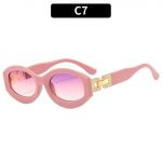 Vintage ovaalsed p&auml;ikeseprillid naistele Mood metallist kett p&auml;ikeseprillid Trend Hip-Hop Uv400 Shades silmakaitse