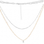 H&otilde;bedast kaelakee naturaalsete barokkp&auml;rlitega (2115663) 45-50cm valge