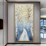 Suures suuruses P&otilde;hjamaade vintage abstraktne kuldne rikkalik puu plakat l&otilde;uend maalimine seinakunstipildid elutoa Cuadrose kodukaunistuseks 60cm&times;120cm NoFrame