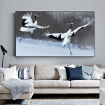Animal Bird Crane Tantsuplakatid ja Prindid L&otilde;uendimaaling Kodukaunistused Seinakunstipildid Elutoa Magamistoa jaoks RAAMITA 60cm&times;170cm NoFrame
