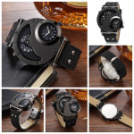 Mood s&otilde;jalised teksakellad meeste spordikellad 2 ajav&ouml;&ouml;ndi nahast rihmaga kvartsk&auml;ekellad meeste k&auml;ekellad