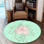 Hawail Hibiscus pastell &uuml;mmargune vaip 3D prinditud vaip libisemiskindel matt s&ouml;&ouml;gituba elutuba pehme magamistoa vaip Diameter 60cm