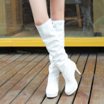 Stiletto saapad mustad naiste saapad k&otilde;rged kontsad &uuml;le p&otilde;lve Saapad Veekindlad platvormiga saapad Nahast saapad 40 valge