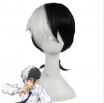 Anime Bungo hulkuvate koerte parukad Kyuusaku Yumeno poolmust ja valge l&uuml;hike kuumakindel s&uuml;nteetiline karv Anime Cosplay parukas One Size must