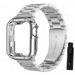 Metallist rihm + TPU &uuml;mbris Apple Watchi rihma jaoks 44/40/45/41mm 42mm 38mm roostevabast terasest randmepael IWatch Series 765432SE 8 Ultra 49mm kaitse&uuml;mbrisele iwatch 321 42mm