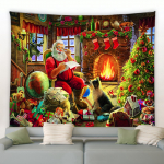 Kodukaunistus J&otilde;ulud Lumi &Ouml;&ouml; J&otilde;uluvana Lumememm P&otilde;hjap&otilde;der Kamin Gobel&auml;&auml;n Magamistuba Elutoa Seinaripp 230X180CM tapiz 100x75cm