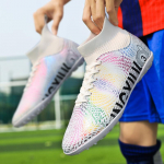 31-48unisex jalgpallijalatsid K&otilde;rge &uuml;laosaga elastne kummist pehme p&otilde;hjaga TF jalgpallijalatsid Meeste spetsiaalsed laste treeningud, v&otilde;istlused, jalgpallijalatsid 31 valge