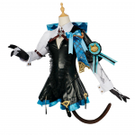 Lynette Cosplay kost&uuml;&uuml;m Fontaine Lyney nahast vormikleit pikad juuksed k&otilde;rvad seelik kinnas riietus saba mustkunstnik L