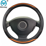 for Renault Modus Grand Modus 2004-2012 Car Steering Wheel Cover Microfiber Leather + Carbon Fiber Fashion Auto O shape Black
