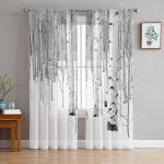 Valged haavapuud lumes t&uuml;lli aknakardinad elutuba organza l&otilde;ng l&auml;bipaistev Voile kardin Magamistuba k&ouml;&ouml;k Kodukaunistus kardin W135 x H115cm x1