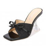 Punased Shallow Mouth tikk-sandaalid Suured Mood Catwalk K&otilde;rged Kontsad Sussid Mood Bow Avatud Varba Sandaalid WZ 35 must