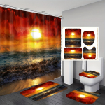 4tk Sunrise Beach Vannitoa du&scaron;ikardinate komplekt Vannitoakomplektid Vaibad koos libisemiskindla vannimatiga WC kaane ja U-kujulise vaibaga 4Pcs