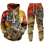 Isiksus Roaring Tiger 3D Prindiga meeste kapuuts/komplekt Lahedad dressipluusid + p&uuml;ksid, kost&uuml;&uuml;m, dressid, spordir&otilde;ivad, moer&otilde;ivad paarile M