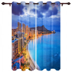 Blue Sea City Building Scenery Aknakardinad Magamistoa Moodne tr&uuml;kkimine Rulookardin Elutoa Kodusisustus 135W x 60H(cm)
