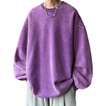 Meeste s&uuml;gistalvine kampsun O kaelusega Vintage vaba &uuml;hev&auml;rviline soe pullover keskmise pikkusega t&auml;navar&otilde;ivad vabaaja pullover Paks soe meeste kevadtop M lilla