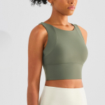 Naiste Longline Wireless Running Rinnahoidja kogutud aluspesu Mugav Racer Selg Rinnahoidja Solid Sport Jooga Vest 4 seladon