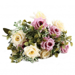 V&auml;rvikas kunstlik roosikimp roheliste lehtedega, lokkis servaga Realistlik korduvkasutatav, mitten&auml;rbuma kodune pulmapidu Pruudi kunstlilled t&auml;iskasvanutele m&otilde;eldud seksir&otilde;ivad sinine