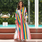EDOLYNSA ujumistrikoo kattesuurus Kaftani Bohemian tr&uuml;kitud V-kaelusega Batwing Sleeve Maxi Kleit Naiste rannar&otilde;ivad One Size mitmev&auml;rviline