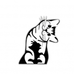 Naljakas multikas kassimustriline PET isekleepuv autokleebis S&uuml;learvuti akna seinakleebis must valge v&auml;rv