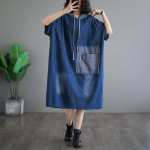DIMANAF Plus Size 2024 kevad naiste teksakleit-m&uuml;ts vabaaja vintage pikkade varrukatega lahtised &uuml;lisuure kleidi taskud 2XL