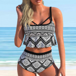 Naiste &otilde;lapaeltega ujumistrikoo Must ruudumustriga bikiinid Tankini ujumistrikoo S ts&uuml;aan