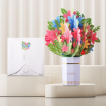 Mother's Day Gift Card Bouquet Paper Sculpture Pop up for Celebrations 217x167mm_cherry blossom