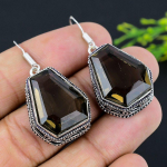 Natural Olive Topaz Gemstone Handmade 925 Sterling Silver Earring 1.77 e0u65