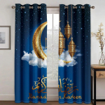 Luksuslikud Eid Ramadani &Otilde;hukesed Kardinad 2 Paneeli Tasuta Kohaletoimetamine Islami Traditsiooniline Disain Elutuba Magamistuba Kodu Dekoor Kardin W50xH130(CM)x2PCS-Rod pocket