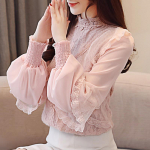 Pitsist &scaron;ifoons&auml;rk naiste pikkade varrukatega latern varrukatega pluus Korea versioon Super Fairy kevad ja s&uuml;gis S heleroosa v&auml;rv