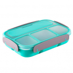 Toidu hoiukast, suure mahutavusega sektsiooni pandlaga sulgur, 4 v&otilde;re, laste suupistete ja puuviljade l&otilde;unakarp roosa