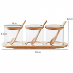 3tk komplekt Klaasid Maitseainepurgid soola pipra v&uuml;rtside kommide k&uuml;psiste jaoks kohvioad organiseerija pudel puidust kaanega konteiner kaanega