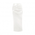 Naiste kunstnahast Midi-seelik, k&otilde;rge v&ouml;&ouml;koht, puusa-m&auml;hitud &uuml;hev&auml;rviline pikk seelik, kitsas seelik, t&auml;navar&otilde;ivad S must