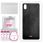 apgo Protective Skin Sticker for the back compatible with Wiko Y61, Wrap Film, Foil, Vinyl - Pattern Black Leather