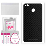 apgo Protective Skin Sticker for the back compatible with Xiaomi Redmi 3 Pro, Wrap Film, Foil, Vinyl - Pattern Carbon Black