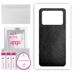 apgo Protective Skin Sticker for the back compatible with Xiaomi Poco M4 5G, Wrap Film, Foil, Vinyl - Pattern Black Leather