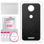 apgo Protective Skin Sticker for the back compatible with Motorola Moto C Plus, Wrap Film, Foil, Vinyl - Pattern Black Honeycomb