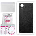 apgo Protective Skin Sticker for the back compatible with Samsung Galaxy A03 Core, Wrap Film, Foil, Vinyl - Pattern Black Honeycomb