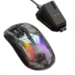 Traadita m&auml;ngushiir RGB-valgustusega 3 režiimi Kaasaskantav hiir Bluetooth-&uuml;hilduv 5.0/2.4G/USB-C L&auml;bipaistev ESportsi kontori jaoks Wireless must